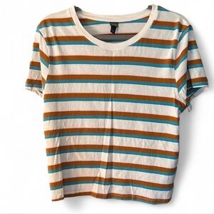 Wild Fable Striped Tee in Blue, Brown, and White
